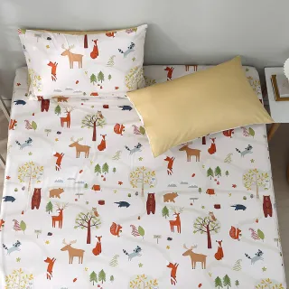 【HongYew 鴻宇】100%美國棉 床包枕套組-呼嚕森林 米(雙人加大)