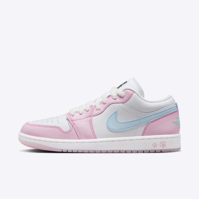 【NIKE 耐吉】Wmns Air Jordan 1 Low SE 女 休閒鞋 經典 狗狗掌印 粉藍(HM3706-141)