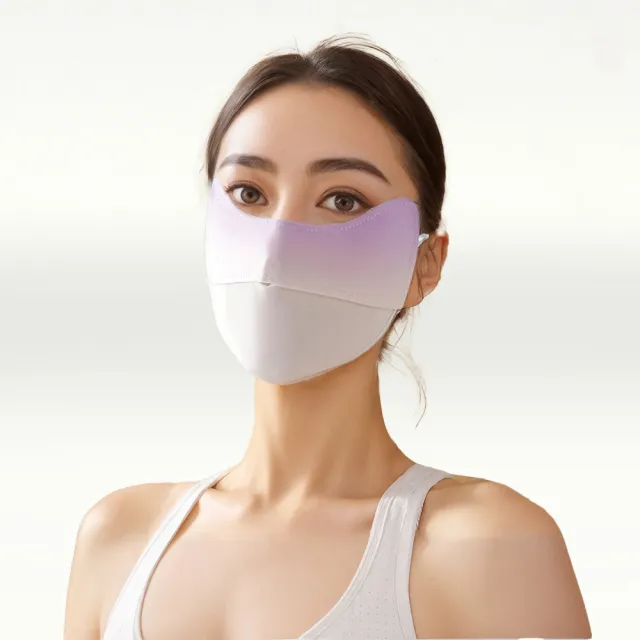 【I.Dear】春夏戶面部加寬防曬冰絲涼感透氣炫彩口罩面罩(8色/超值兩件組)