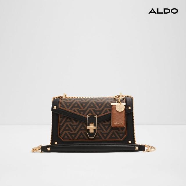 【ALDO】LANASSI- 時尚特色A字LOGO斜背包(棕色)