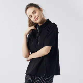 【Qiruo 奇若名品】春夏專櫃黑色立領上衣4121A小傘造型女裝(M-2XL)