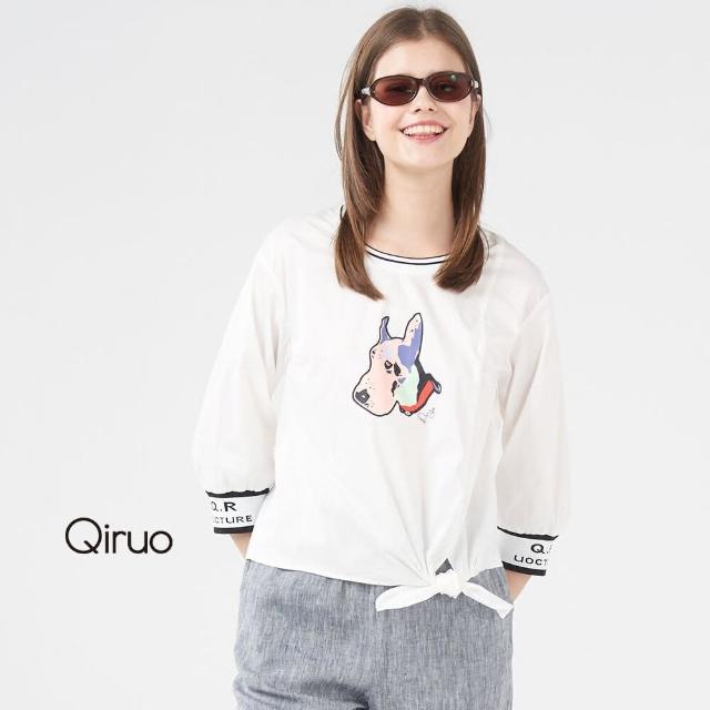 【Qiruo 奇若名品】春夏專櫃白色休閒上衣8003A  小狗圖案(M-2XL)