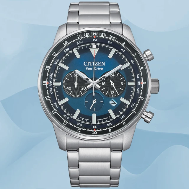 CITIZEN 星辰 Chronograph系列 型男必備 光動能三眼計時腕錶 禮物推薦 送禮首選(CA4500-91L)