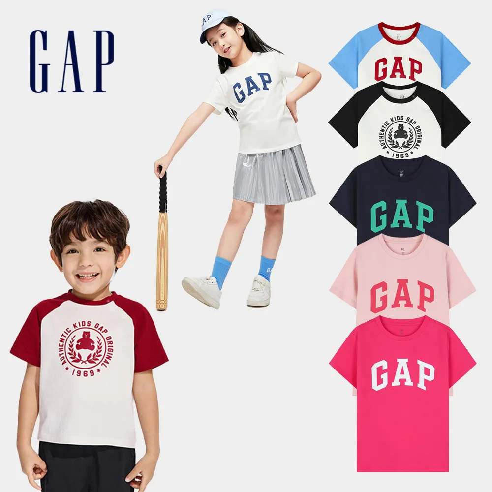 【GAP】幼童裝 Logo/小熊印花純棉圓領短袖T恤-多款任選(586669&586676)