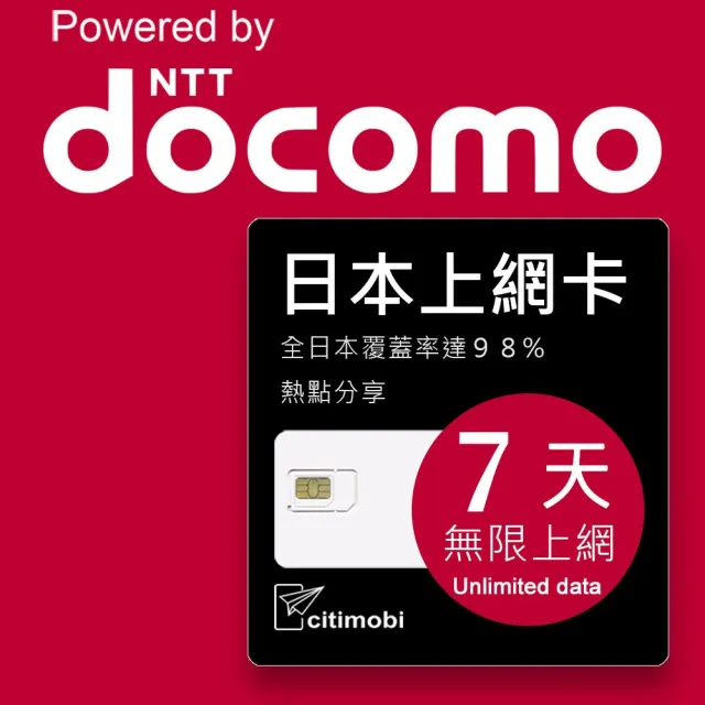 【citimobi】DOCOMO日本上網卡 - 7天吃到飽(不降速)