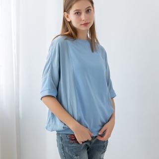 【Qiruo 奇若名品】春夏時尚水藍五分袖上衣2136A 休閒精品女裝(M-2XL)