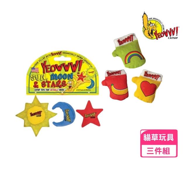 【YEOWWW! 瘋狂貓】有機貓草-手套/日月星（3入/組）(貓草玩具)