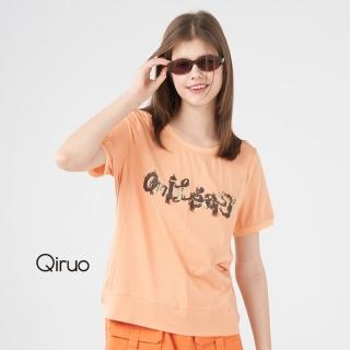 【Qiruo 奇若名品】春夏專櫃粉橘上衣 1224A 變形英文圖案款(M-2XL)