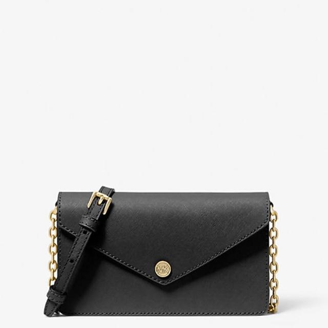 【Michael Kors】專櫃經典款 Jet Set Travel 防刮皮革信封式WOC斜背包/側背包(兩色可選)