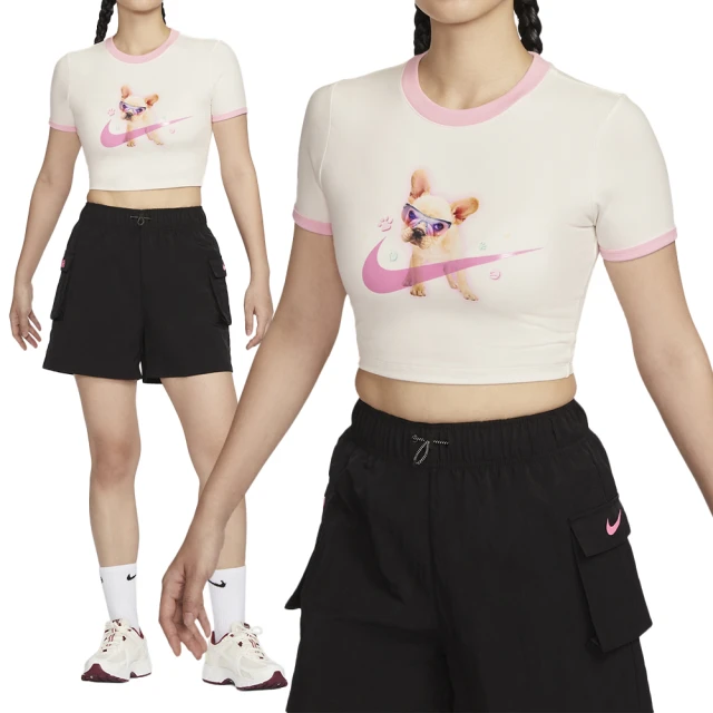 NIKE 耐吉 Nike AS NSW Tee SLIM CRP GCEL 女款 米白粉色 短版 法鬥 上衣 短袖 HM4621-133