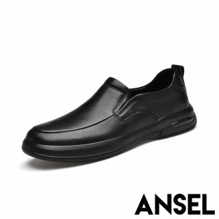 【ANSEL】真皮樂福鞋 牛皮樂福鞋/全真皮頭層牛皮典雅紳士樂福鞋 皮鞋-男鞋(黑)