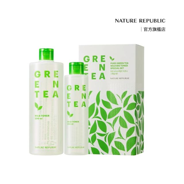 【NATURE REPUBLIC】官方直營-純淨綠茶溫和化妝水 買大送小組合(敏感肌膚設計/溫和配方/不含香精)