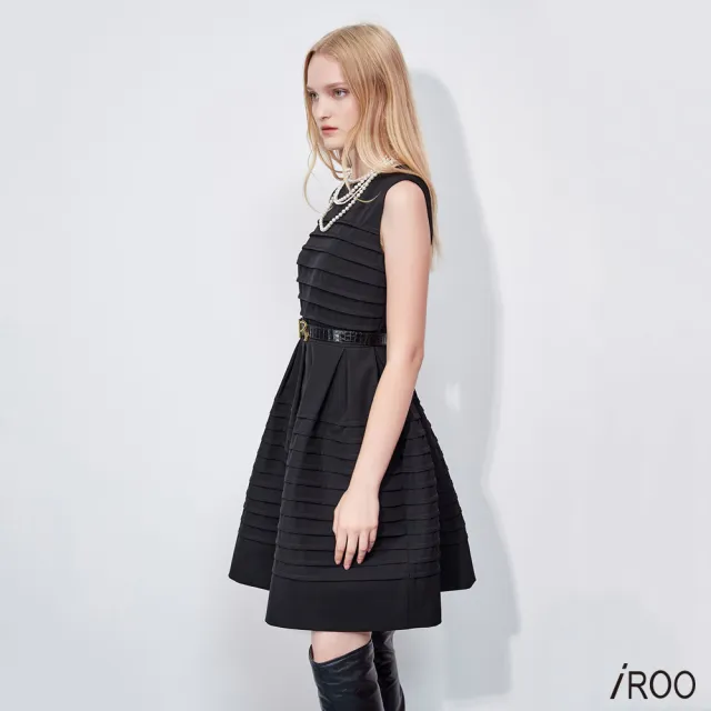 【iROO】復古線條中長版洋裝