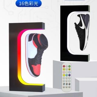 【小山THL】磁懸浮鞋架 黑色+彩燈+遙控(鞋子展示臺 旋轉鞋架 懸浮球鞋展示架 展廳商場店鋪展示臺)