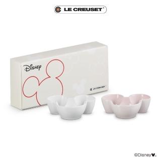 【Le Creuset】迪士尼米奇系列 瓷器迷你醬料碟2入組170ml(棉花白/貝殼粉)