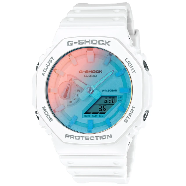 CASIO 卡西歐 G-SHOCK 仲夏海灘漸變虹彩玻璃八角防護雙顯手錶 雙12 優惠 聖誕 禮物(GA-2100TL-7A)