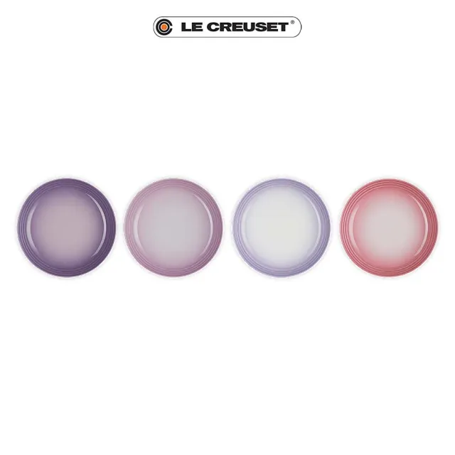 【Le Creuset】復古調色盤系列 瓷器義麵盤組 22cm - 4入(藍鈴紫/卡特蘭/淡粉紫/綻放粉)