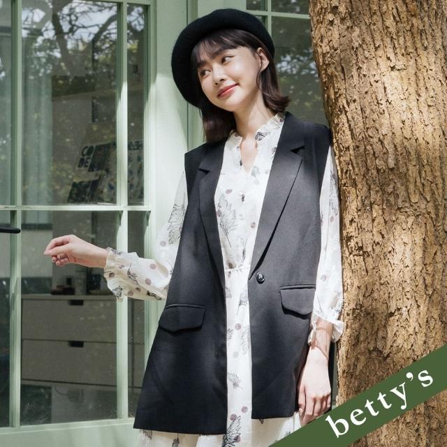 【betty’s 貝蒂思】長版側邊綁帶西裝背心(黑色)