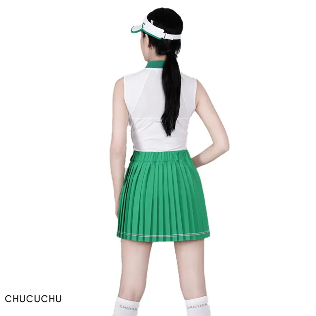 【CHUCUCHU】PLEATED WRAP SKIRT SHORT PANTS 女士 兩件式百褶褲裙(C23S-SK005W-GN)