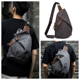 【LEEHER】斜揹包/男生包包/胸包/帆布包/側揹包/咖啡色包包/皮革包包/學生揹包/大容量包包/拼接