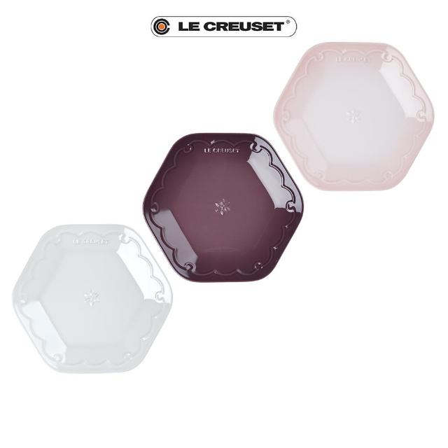 【Le Creuset】瓷器雪藏時光系列六角盤25cm(珠光白/無花果/貝殼粉 3色選1)