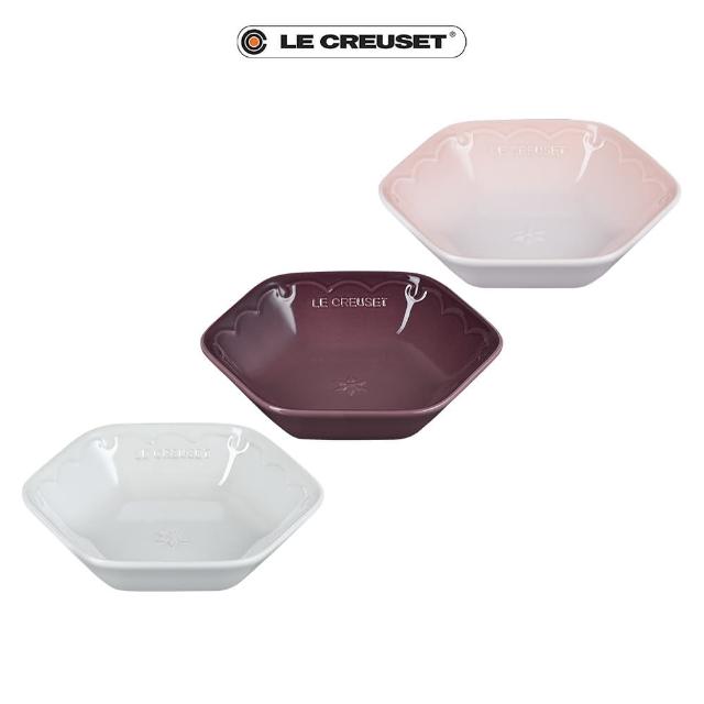 【Le Creuset】瓷器雪藏時光系列六角深盤21cm(珠光白/無花果/貝殼粉 3色選1)