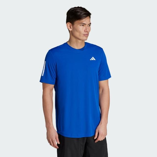 【adidas 愛迪達】短袖上衣 男款 運動 CLUB 3STR TEE 藍 IJ4882