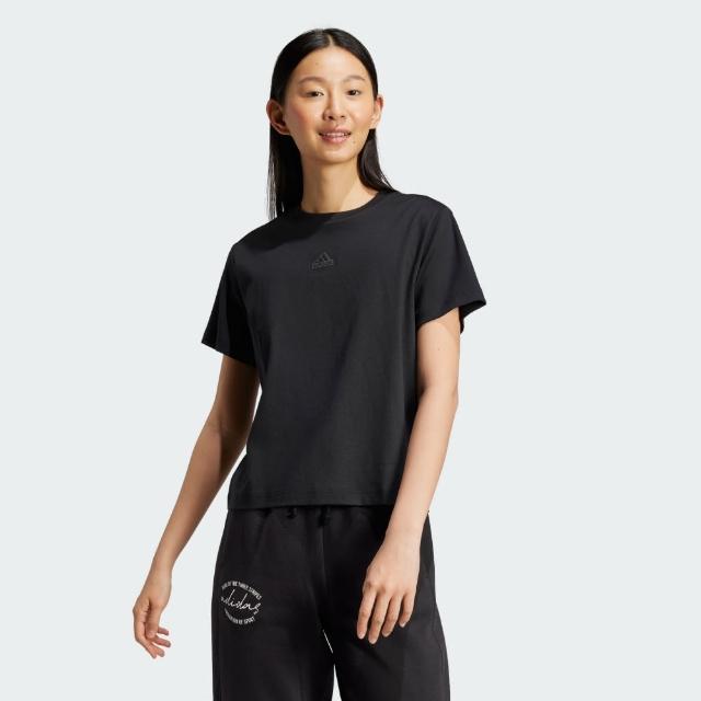 【adidas 愛迪達】短袖上衣 女款 運動 W BLUV Q3 TEE 黑 IY1463