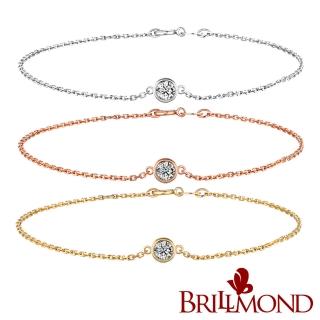 【BRILLMOND JEWELRY】天然鑽石手鍊 15分 18K金 歐式三色選(主石15分 全18K金 三色選)