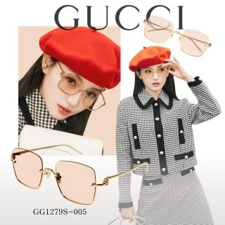 【GUCCI 古馳】方形金屬太陽眼鏡(GG1279S-005)