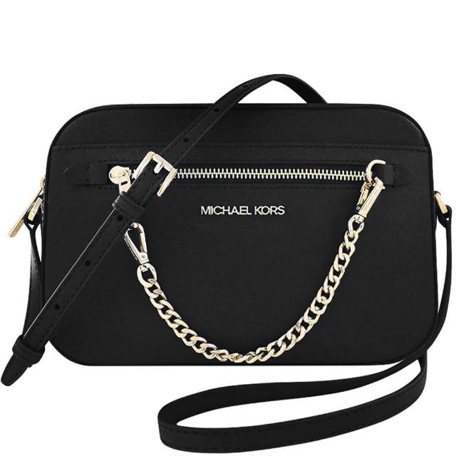【Michael Kors】Jet Set Item 防刮皮革方形鍊帶相機包(黑色)