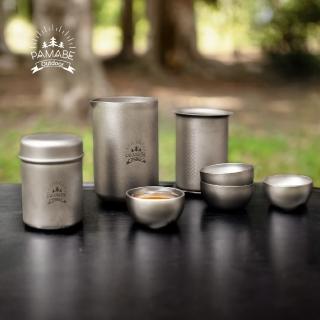 【PAMABE OUTDOOR】鈦愛露營茶具組含盒(露營/茶具/茶杯/茶壺/旅行泡茶/露營茶具/旅行組/旅行茶具)