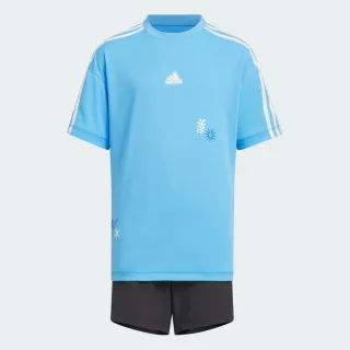 【adidas 愛迪達】抗UV 防曬運動套裝 短袖/短褲  童裝 IT1754