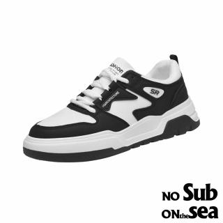 【NO SUB】厚底休閒鞋 撞色休閒鞋/百搭復古撞色拼接潮流厚底休閒鞋 運動鞋-男鞋(黑白)