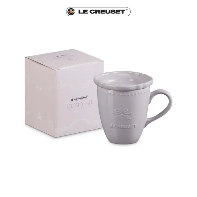 【Le Creuset】永恆花蕾系列瓷器馬克杯 330ml 附蓋(棉花白/柔粉紫/貝殼粉)