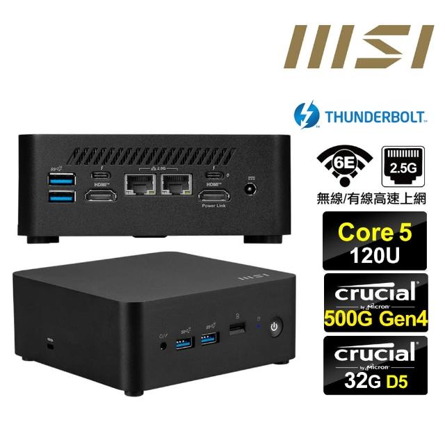 【MSI 微星】Cubi NUC Core5十核{雙脊龍R0EB} 迷你電腦(Core 5 120U/32G/500G M.2 Gen4)