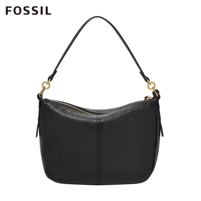 【FOSSIL】Jolie 黑色真皮新月斜背包 ZB7716001