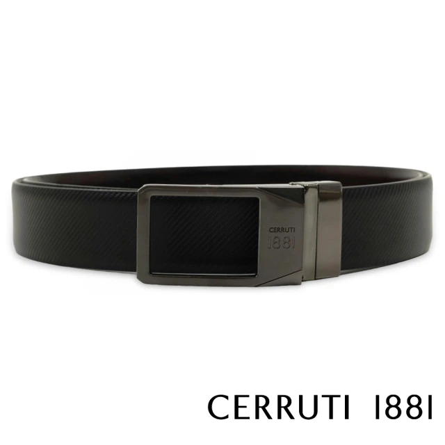 Cerruti 1881 限量3折 義大利頂級小牛皮皮帶 CECT06377M(黑色 附送禮提袋)