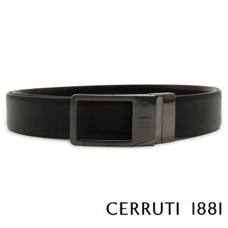 【Cerruti 1881】限量3折 義大利原裝進口 頂級小牛皮皮帶 全新專櫃展示品 CECT06377M(黑色 附送禮提袋)