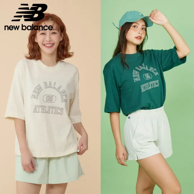 【NEW BALANCE】NB 棉質短袖上衣_女性_杏/綠色任選_WT43521LIN_WT43521NWG(美版 版型偏大)