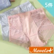 【Mevels 瑪薇絲】5件組 大尺碼性感鏤空加長蕾絲高腰內褲/蠶絲底襠/女內褲(XL/2XL/3XL)