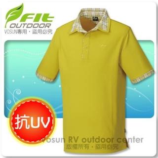 【FIT】男款 吸排抗UV短袖格紋拼接POLO衫/防曬衣.排汗衣.短袖上衣(FS1106 芥茉黃)