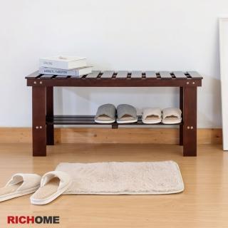 【RICHOME】極簡實木穿鞋椅/鞋架/鞋櫃/椅凳/收納架/玄關櫃(臺灣製 90CM)
