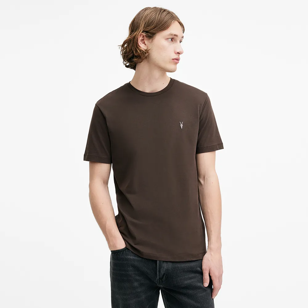 【ALLSAINTS】BRACE 純棉柔軟厚實公羊頭骨短袖T恤-棕色 M030JB(修身版型)