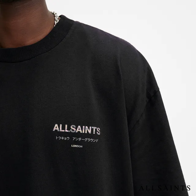 【ALLSAINTS】UNDERGROUND 純棉寬鬆LOGO東京地下搖滾短袖T恤-迷彩 M044PB(寬鬆版型)