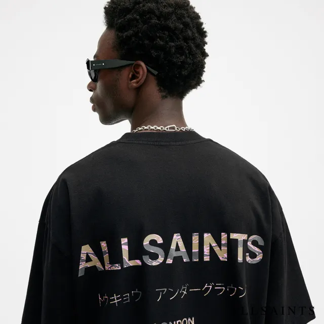 【ALLSAINTS】UNDERGROUND 純棉寬鬆LOGO東京地下搖滾短袖T恤-迷彩  M044PB(寬鬆版型)