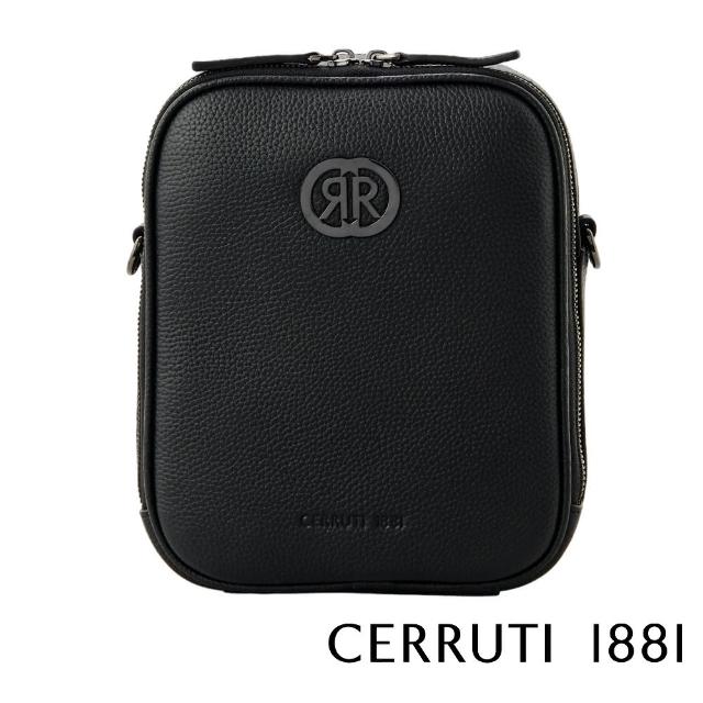 【Cerruti 1881】義大利頂級小牛皮肩背包側背包(黑色 CEBO06465M)