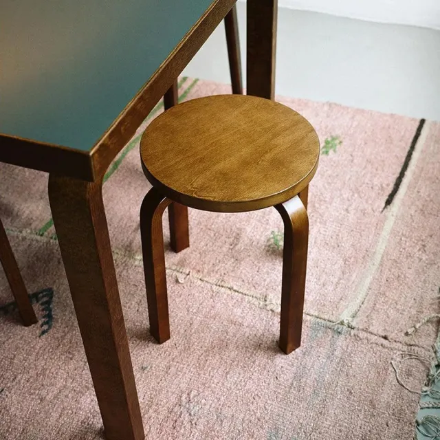 【北歐櫥窗】Artek Stool E60 四腳圓凳(胡桃木色)