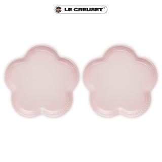 【Le Creuset】瓷器花型盤-大-2入(牛奶粉)