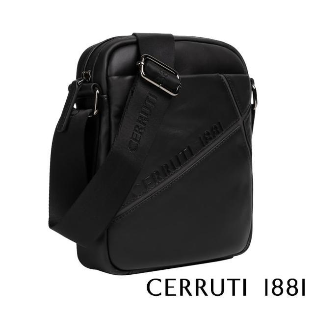 【Cerruti 1881】義大利頂級小牛皮肩背包側背包(黑色 CEBO06256M)